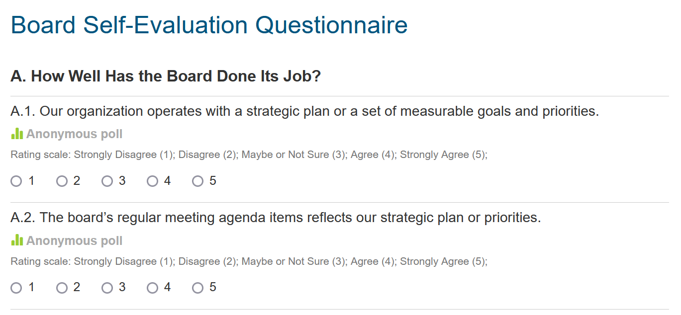 Self-evaluation questionnaire